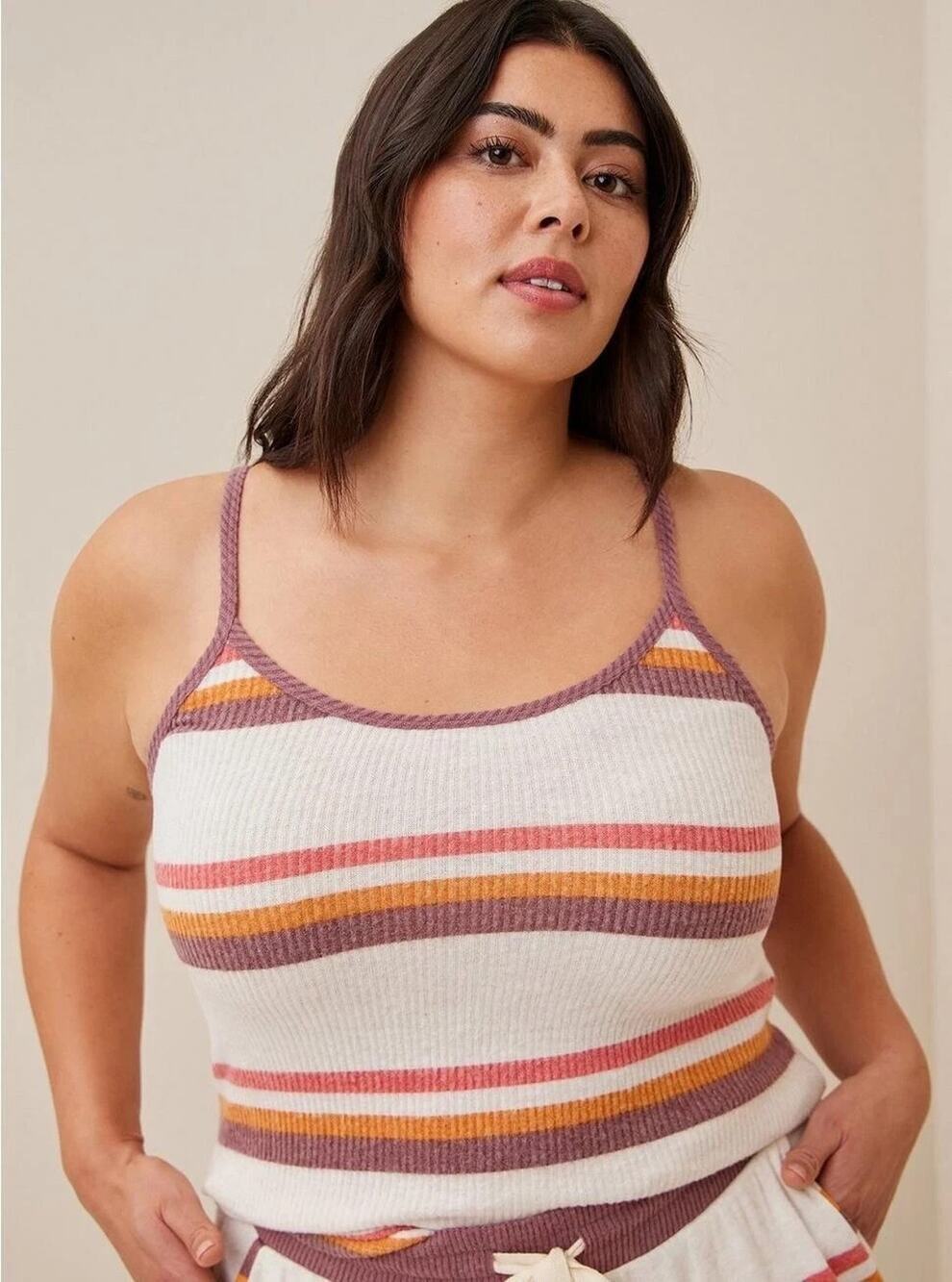 Torrid Sleep Cami Top Medium 00 Striped Soft Plush Rib Lounge Pajama Camisole